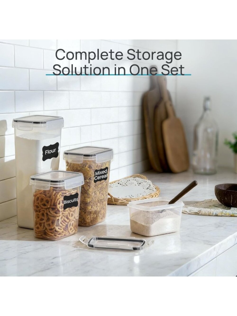 Airtight Plastic Food Storage Containers Set - 24 Pcs Canisters for Kitchen - Picture 2 of 7